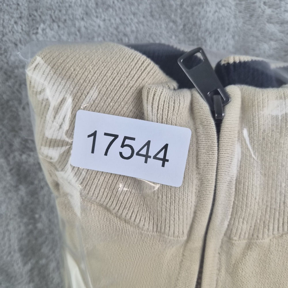 Tommy Hilfiger Sweater Mens Large Beige Knit 1/4 Zip Mock Neck Logo Pullover - Picture 11 of 11